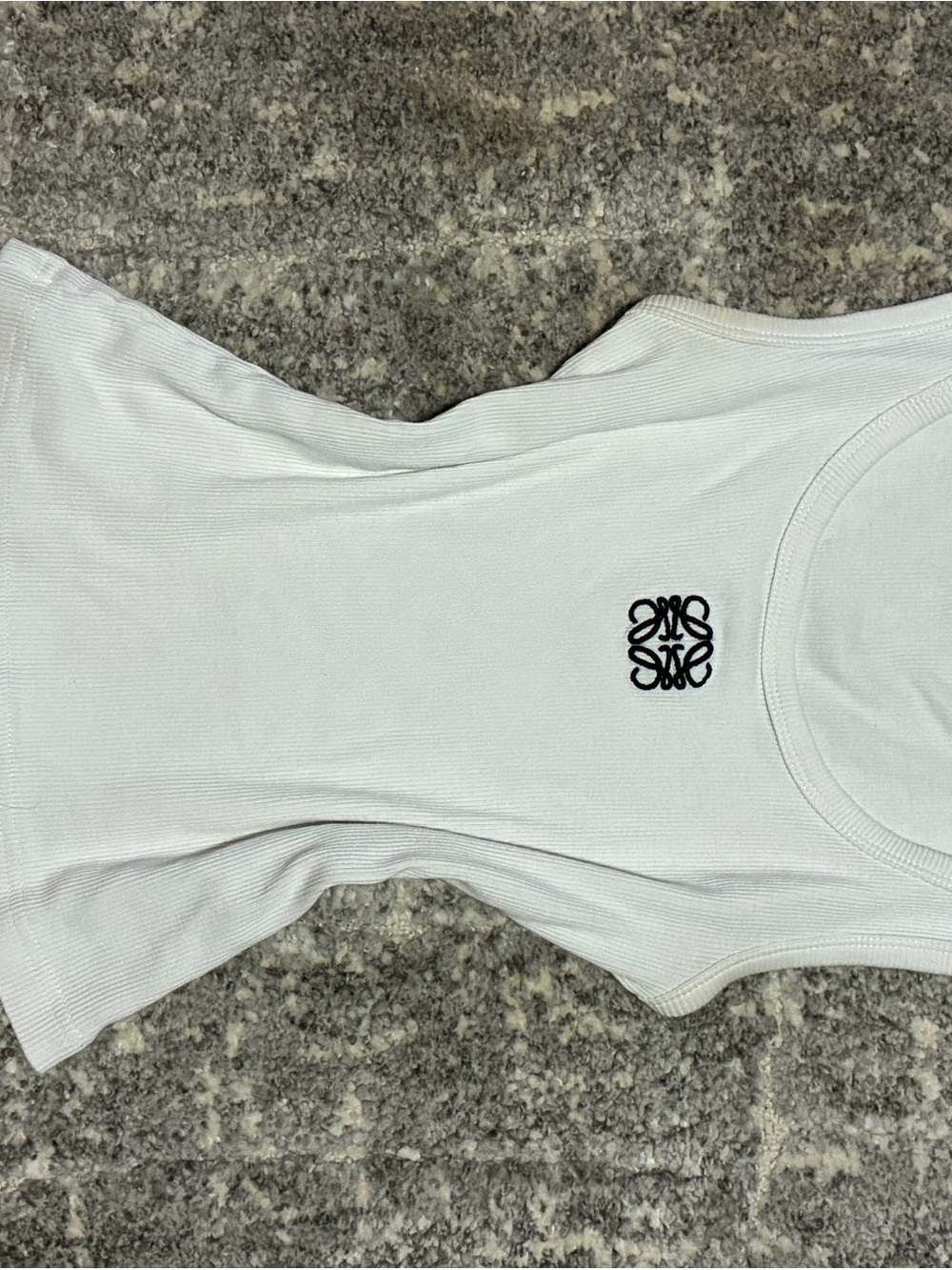 Loewe White Ribbed Tank with Black Anagram Logo